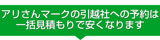 アリさんマークの引越社への予約は
一括見積もりで安くなります